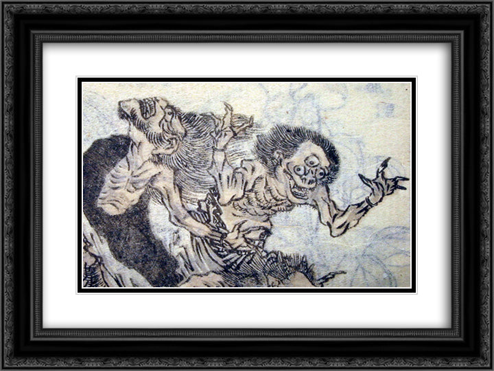 Multi-eyed Oni 24x18 Black Ornate Wood Framed Art Print Poster with Double Matting by Hokusai, Katsushika