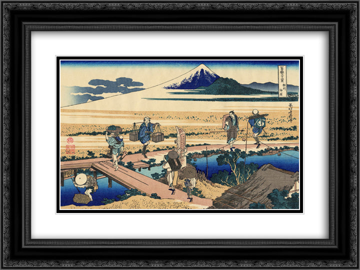 Nakahara in the Sagami province 24x18 Black Ornate Wood Framed Art Print Poster with Double Matting by Hokusai, Katsushika