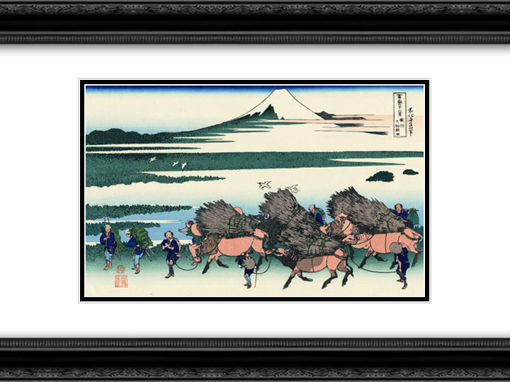 Ono Shindon in the Suraga province 24x18 Black Ornate Wood Framed Art Print Poster with Double Matting by Hokusai, Katsushika