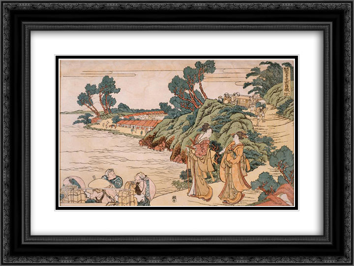 Primer Book of Treasury loyal vassals 24x18 Black Ornate Wood Framed Art Print Poster with Double Matting by Hokusai, Katsushika
