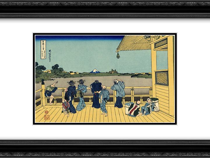 Sazai hall - 500 Rakan temples 24x18 Black Ornate Wood Framed Art Print Poster with Double Matting by Hokusai, Katsushika