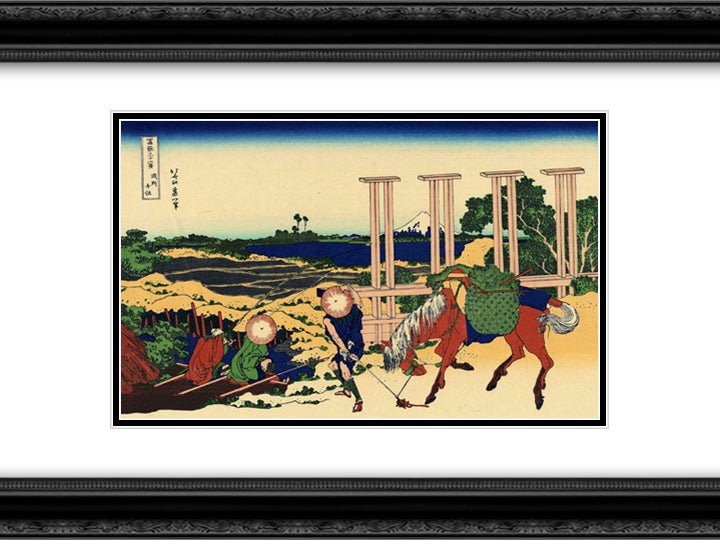 Senju in the Musachi provimce 24x18 Black Ornate Wood Framed Art Print Poster with Double Matting by Hokusai, Katsushika