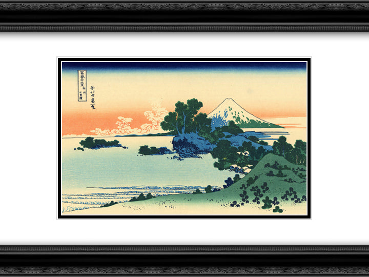 Shichiri beach in Sagami province 24x18 Black Ornate Wood Framed Art Print Poster with Double Matting by Hokusai, Katsushika