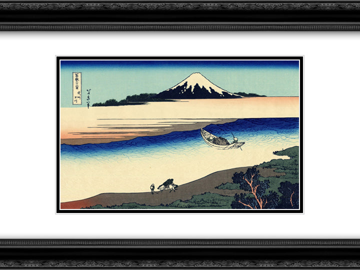 Tama river in the Musashi province 24x18 Black Ornate Wood Framed Art Print Poster with Double Matting by Hokusai, Katsushika