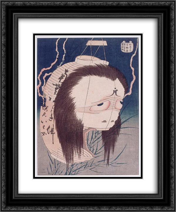 The ghost of Oiwa 20x24 Black Ornate Wood Framed Art Print Poster with Double Matting by Hokusai, Katsushika