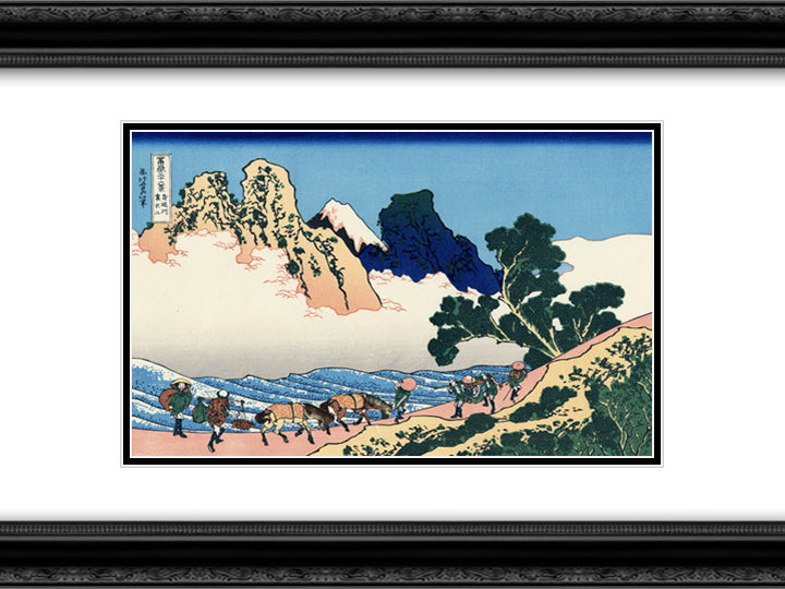 The back of the Fuji from the Minobu river 24x18 Black Ornate Wood Framed Art Print Poster with Double Matting by Hokusai, Katsushika