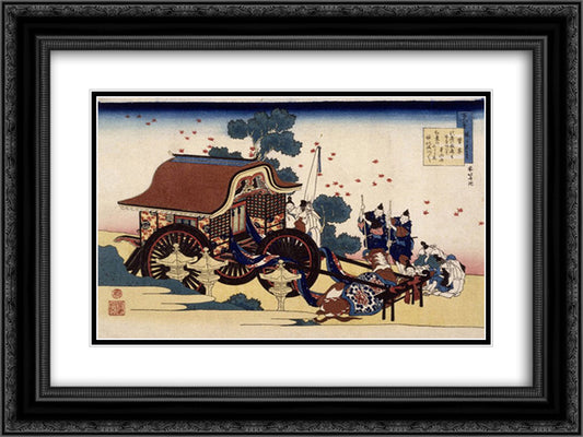 The Bullock Cart 24x18 Black Ornate Wood Framed Art Print Poster with Double Matting by Hokusai, Katsushika