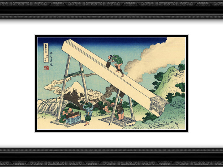 The Fuji from the mountains of Totomi 24x18 Black Ornate Wood Framed Art Print Poster with Double Matting by Hokusai, Katsushika