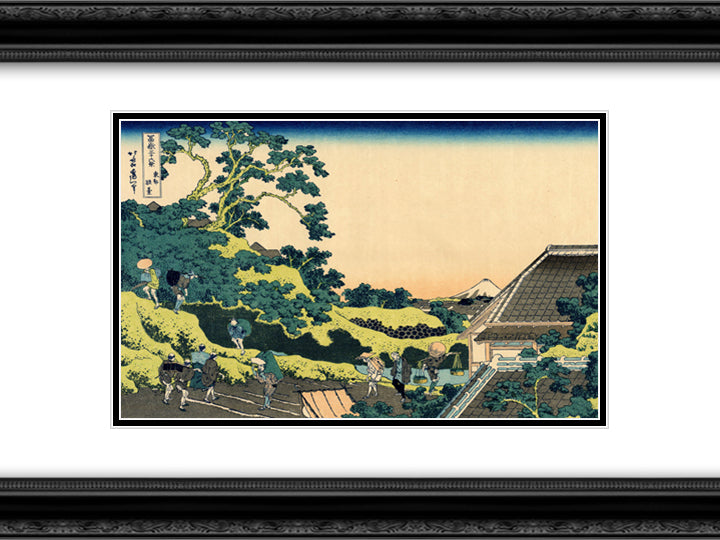 The Fuji seen from the Mishima pass 24x18 Black Ornate Wood Framed Art Print Poster with Double Matting by Hokusai, Katsushika