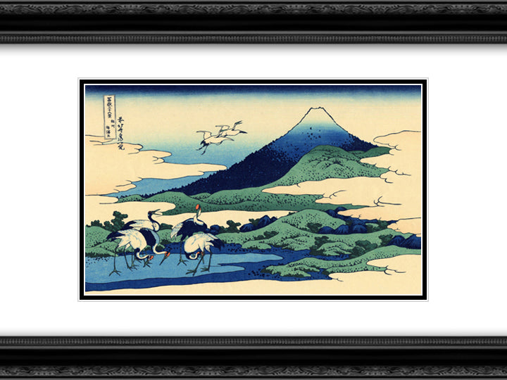 Umegawa in Sagami province 24x18 Black Ornate Wood Framed Art Print Poster with Double Matting by Hokusai, Katsushika