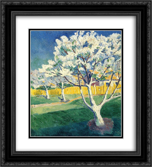 Apple Tree in Blossom 20x22 Black Ornate Wood Framed Art Print Poster with Double Matting by Malevich, Kazimir