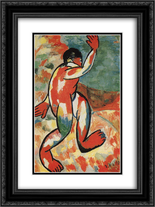 Bather 18x24 Black Ornate Wood Framed Art Print Poster with Double Matting by Malevich, Kazimir