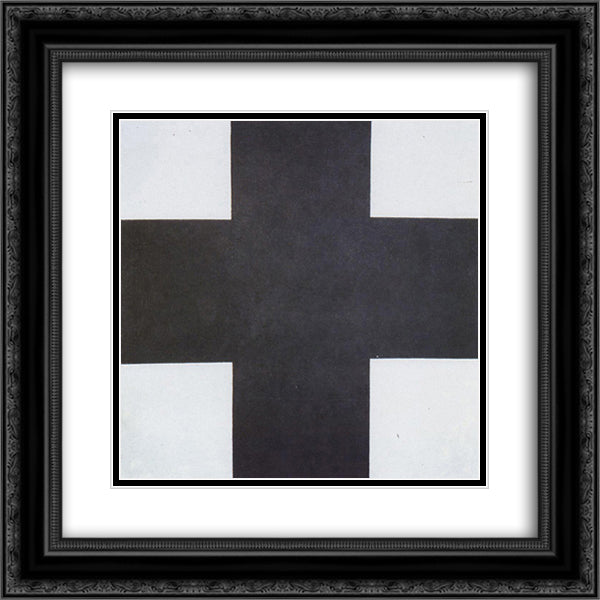 Black Cross 20x20 Black Ornate Wood Framed Art Print Poster with Double Matting by Malevich, Kazimir