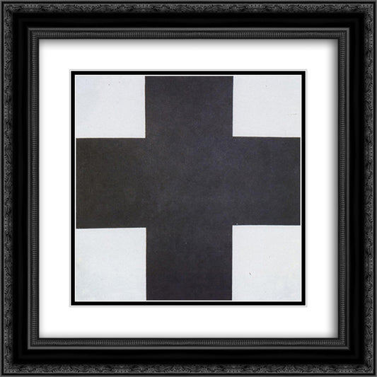 Black Cross 20x20 Black Ornate Wood Framed Art Print Poster with Double Matting by Malevich, Kazimir