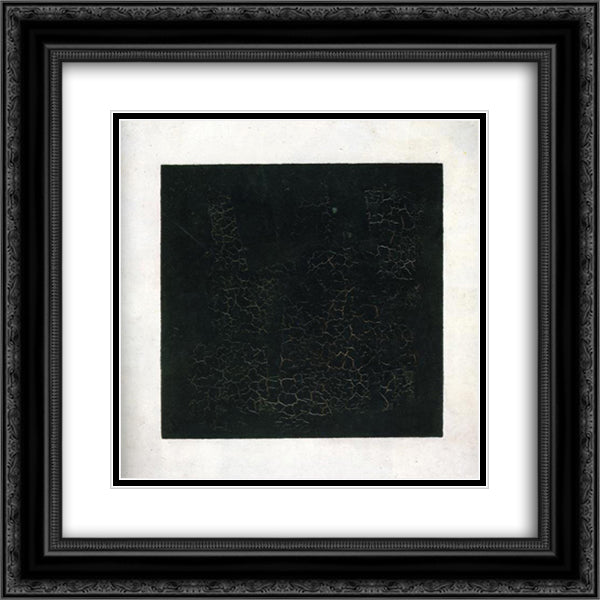 Black Suprematistic Square 20x20 Black Ornate Wood Framed Art Print Poster with Double Matting by Malevich, Kazimir