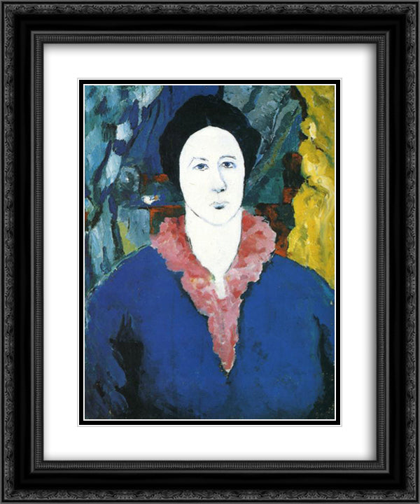 Blue Portrait 20x24 Black Ornate Wood Framed Art Print Poster with Double Matting by Malevich, Kazimir