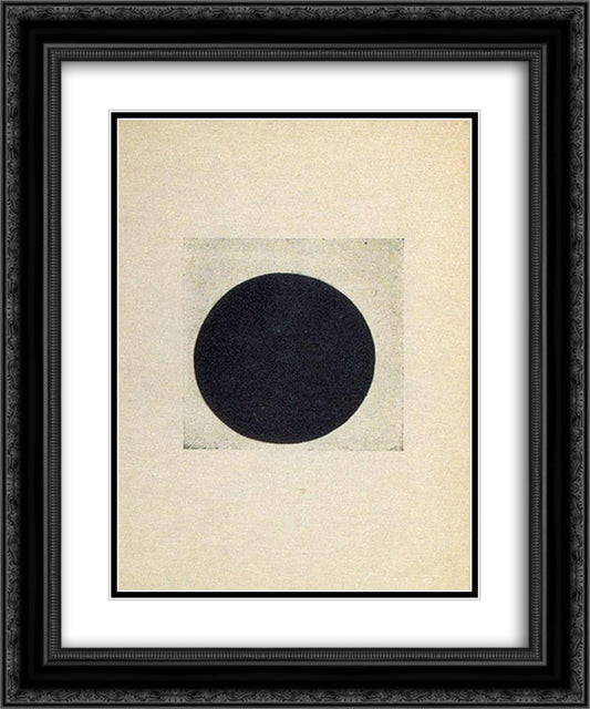 Composition with a black circle 20x24 Black Ornate Wood Framed Art Print Poster with Double Matting by Malevich, Kazimir