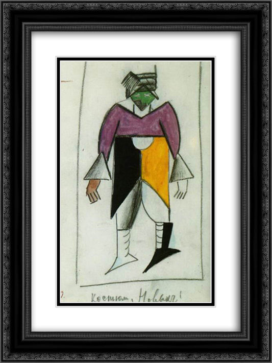 Costume for Victory over the Sun. The New Man 18x24 Black Ornate Wood Framed Art Print Poster with Double Matting by Malevich, Kazimir