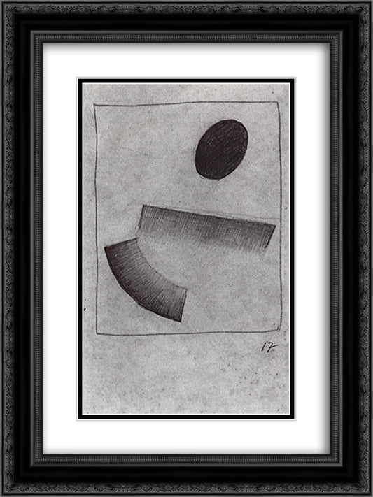 Magnetic Suprematism 18x24 Black Ornate Wood Framed Art Print Poster with Double Matting by Malevich, Kazimir