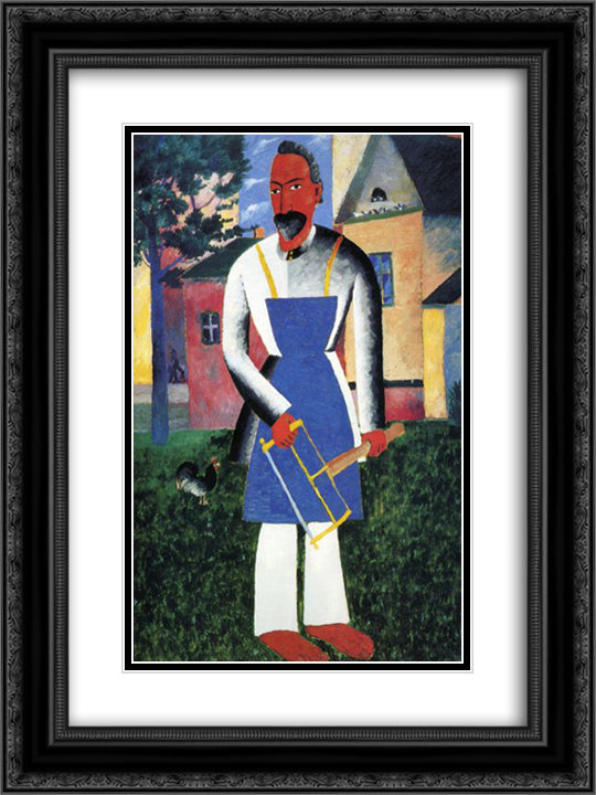 On Vacation 18x24 Black Ornate Wood Framed Art Print Poster with Double Matting by Malevich, Kazimir