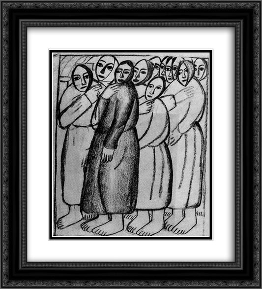 Peasant Women in a Church 20x22 Black Ornate Wood Framed Art Print Poster with Double Matting by Malevich, Kazimir