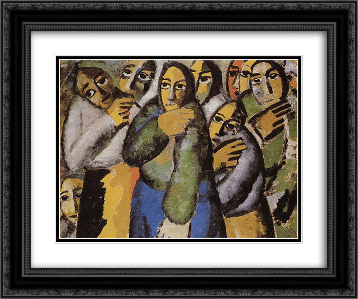 Peasant Women in a Church 24x20 Black Ornate Wood Framed Art Print Poster with Double Matting by Malevich, Kazimir