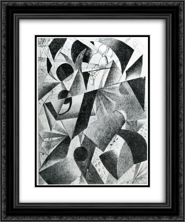 Pilot 20x24 Black Ornate Wood Framed Art Print Poster with Double Matting by Malevich, Kazimir