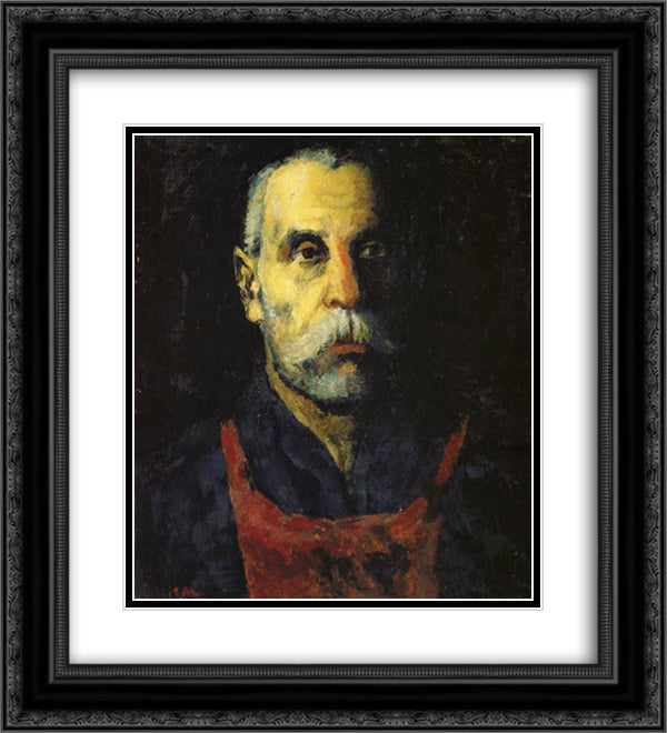 Portrait of a Man 20x22 Black Ornate Wood Framed Art Print Poster with Double Matting by Malevich, Kazimir