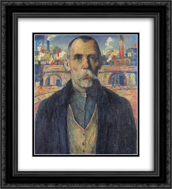 Portrait of a record-setter in work productivity 20x22 Black Ornate Wood Framed Art Print Poster with Double Matting by Malevich, Kazimir