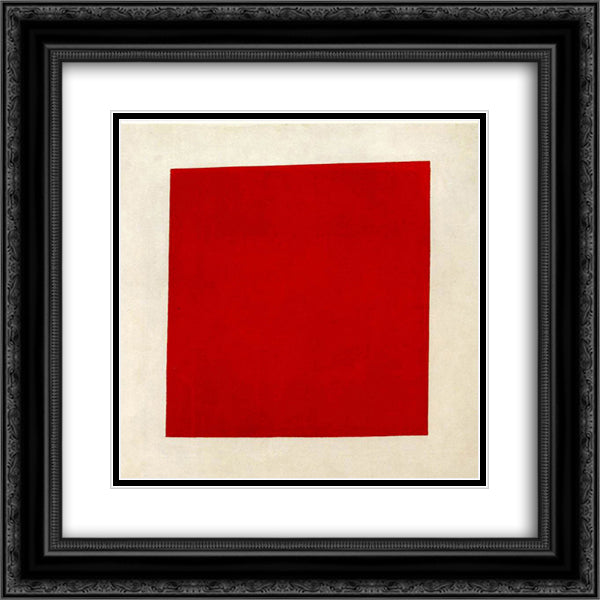 Red square 20x20 Black Ornate Wood Framed Art Print Poster with Double Matting by Malevich, Kazimir