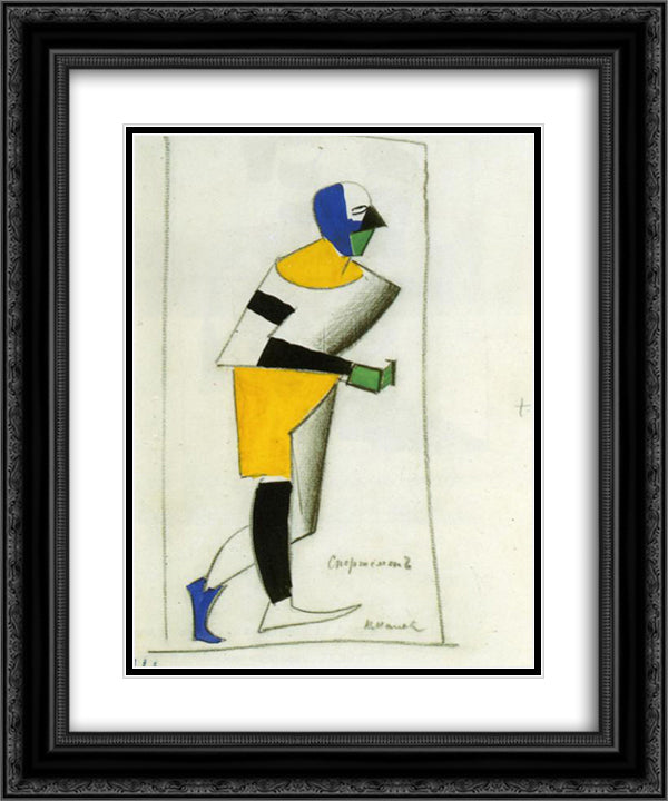 Sportsman 20x24 Black Ornate Wood Framed Art Print Poster with Double Matting by Malevich, Kazimir