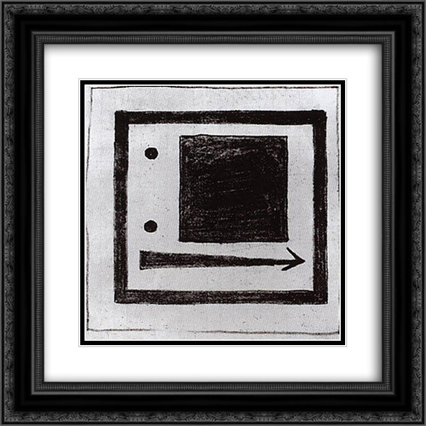 Square, circle and arrow 20x20 Black Ornate Wood Framed Art Print Poster with Double Matting by Malevich, Kazimir