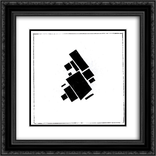 Suprematic compositional elements 20x20 Black Ornate Wood Framed Art Print Poster with Double Matting by Malevich, Kazimir