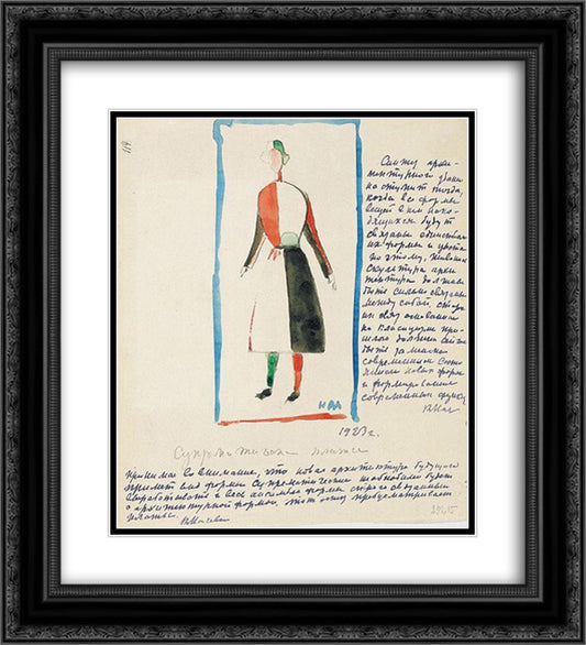 Suprematic dress 20x22 Black Ornate Wood Framed Art Print Poster with Double Matting by Malevich, Kazimir