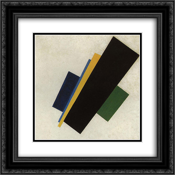 Suprematism 20x20 Black Ornate Wood Framed Art Print Poster with Double Matting by Malevich, Kazimir