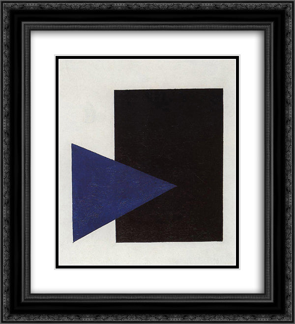 Suprematism with Blue Triangle and Black Square 20x22 Black Ornate Wood Framed Art Print Poster with Double Matting by Malevich, Kazimir