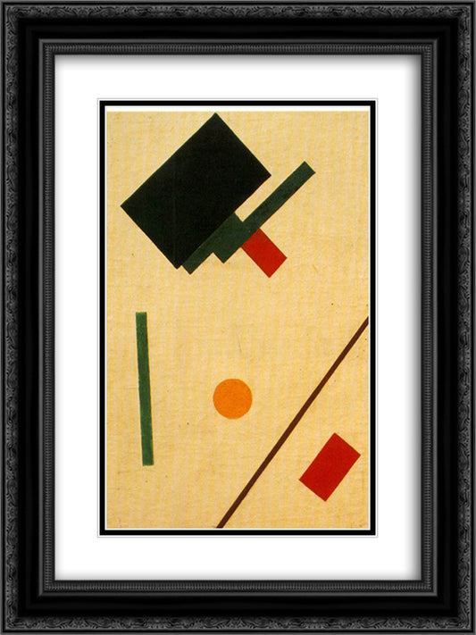 Suprematist composition 18x24 Black Ornate Wood Framed Art Print Poster with Double Matting by Malevich, Kazimir