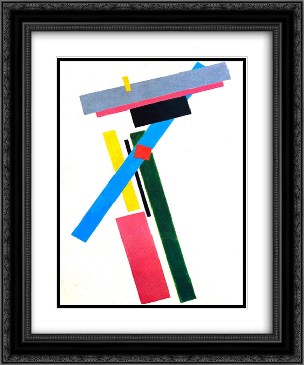 Suprematistic Construction 20x24 Black Ornate Wood Framed Art Print Poster with Double Matting by Malevich, Kazimir