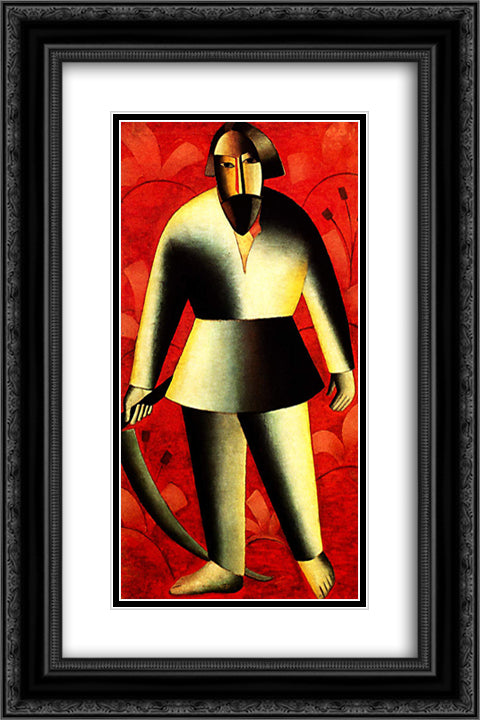 The reaper on red 16x24 Black Ornate Wood Framed Art Print Poster with Double Matting by Malevich, Kazimir