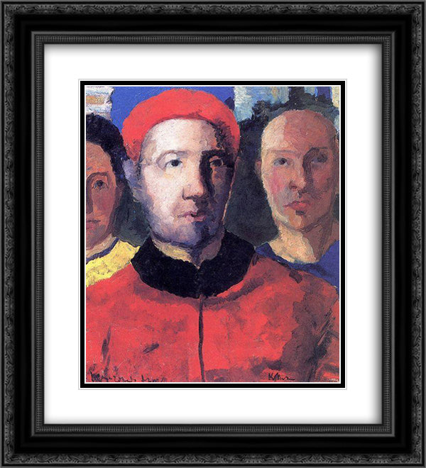 Triple portrait 20x22 Black Ornate Wood Framed Art Print Poster with Double Matting by Malevich, Kazimir