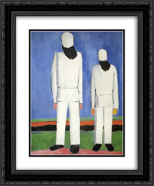 Two Male Figures 20x24 Black Ornate Wood Framed Art Print Poster with Double Matting by Malevich, Kazimir