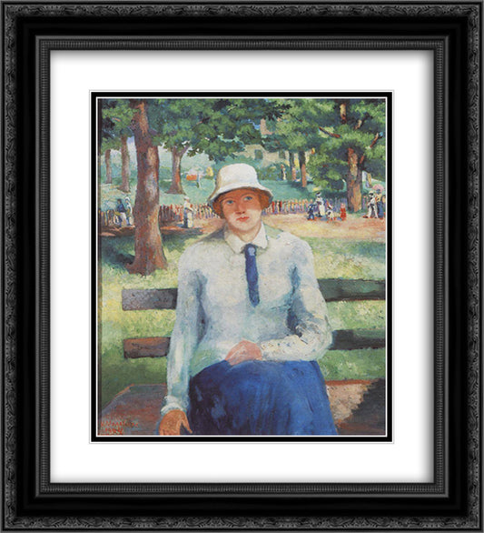 Unemployed Girl 20x22 Black Ornate Wood Framed Art Print Poster with Double Matting by Malevich, Kazimir