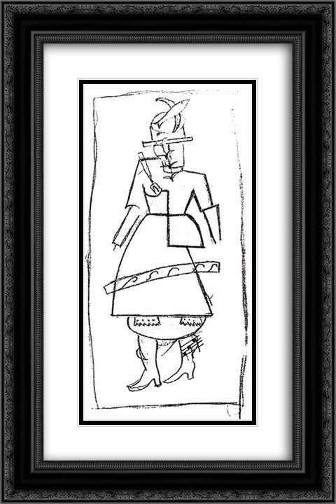 Woman 16x24 Black Ornate Wood Framed Art Print Poster with Double Matting by Malevich, Kazimir