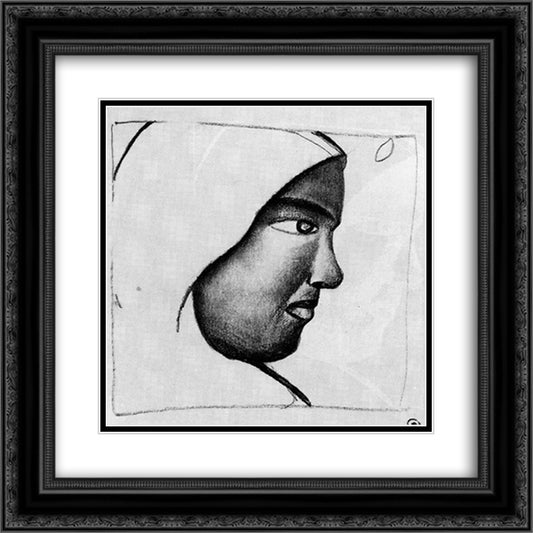 Woman s Head in Profile 20x20 Black Ornate Wood Framed Art Print Poster with Double Matting by Malevich, Kazimir