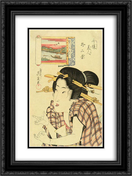 A bust portrait of a beauty 18x24 Black Ornate Wood Framed Art Print Poster with Double Matting by Eisen, Keisai