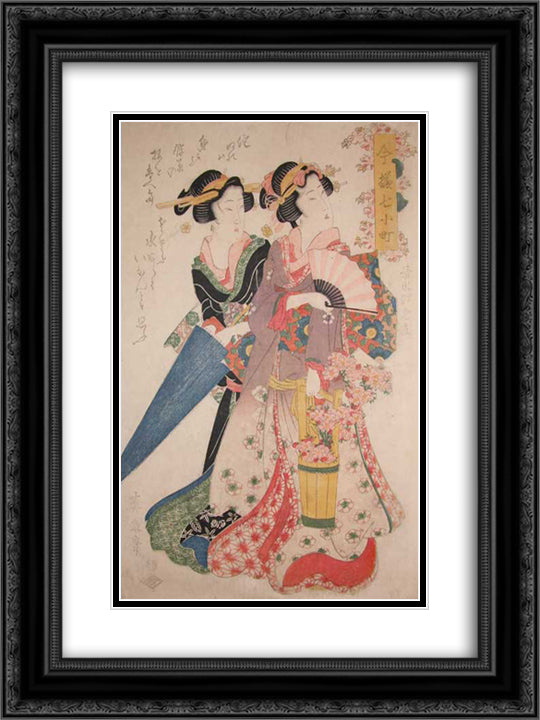 Kiyomizu Komachi 18x24 Black Ornate Wood Framed Art Print Poster with Double Matting by Eisen, Keisai