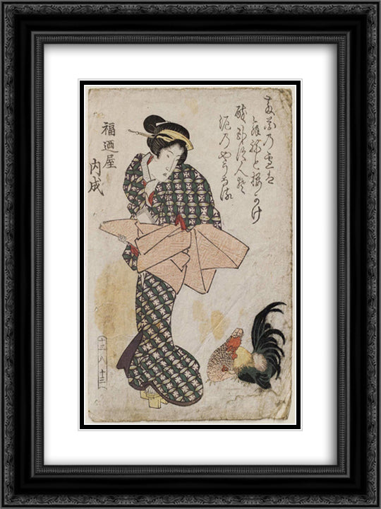 No. 13-8-13, from an untitled series of beauties 18x24 Black Ornate Wood Framed Art Print Poster with Double Matting by Eisen, Keisai