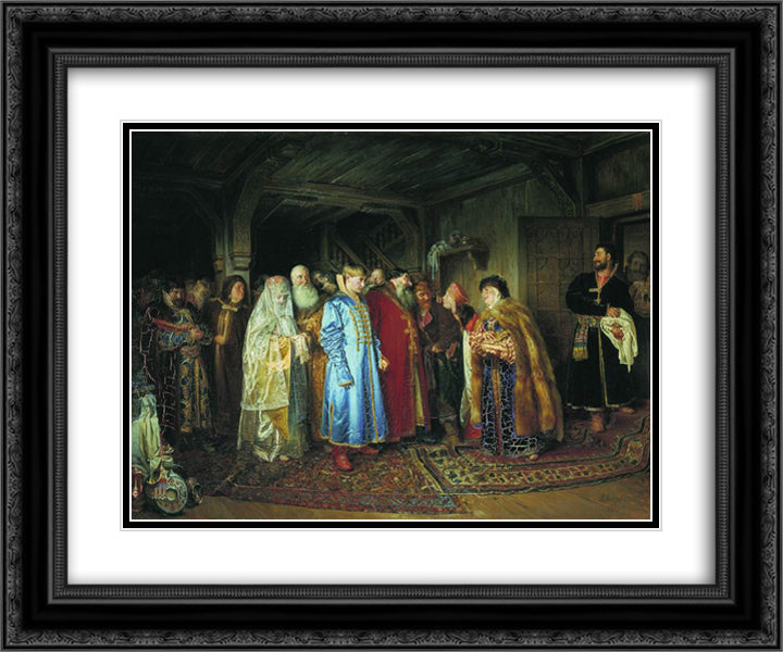 Boyar Wedding 24x20 Black Ornate Wood Framed Art Print Poster with Double Matting by Lebedev, Klavdy