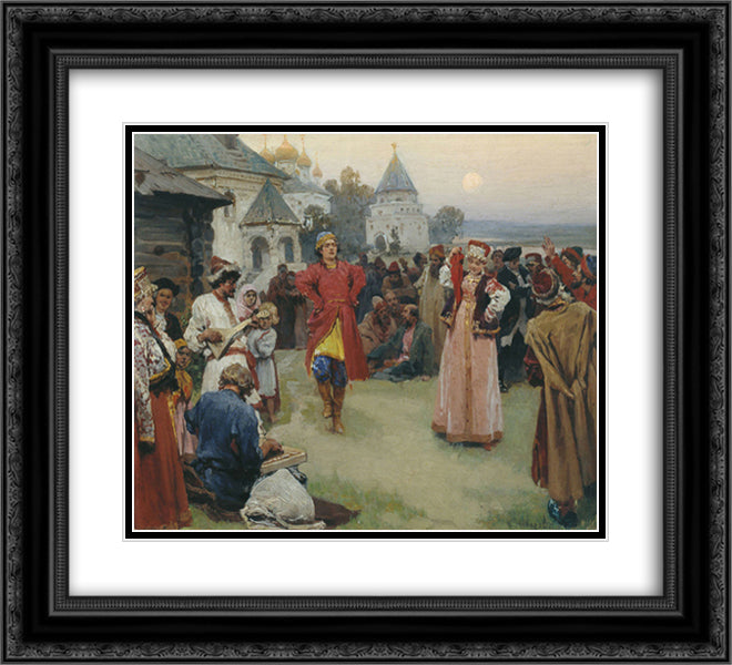 Dancing 22x20 Black Ornate Wood Framed Art Print Poster with Double Matting by Lebedev, Klavdy