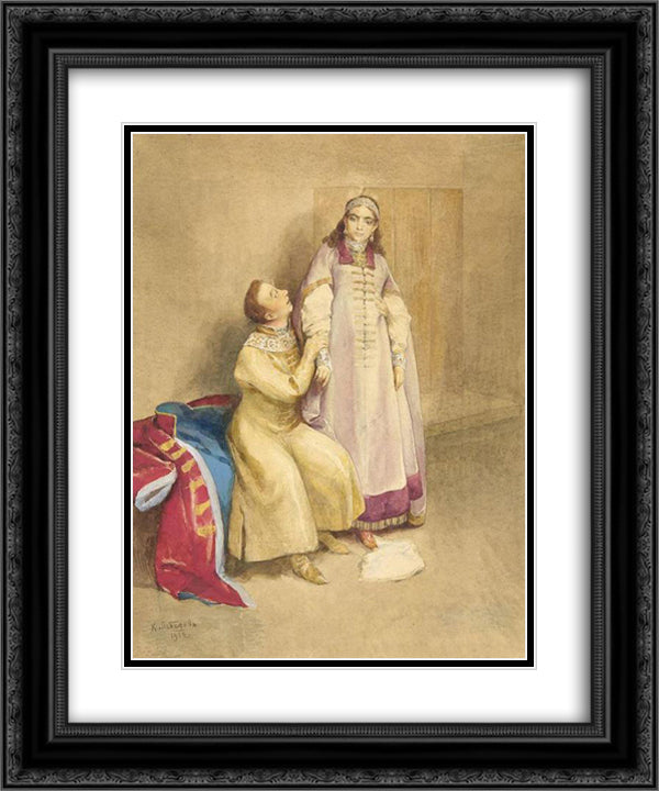 False Dmitry I and Princess Xenia Godunova 20x24 Black Ornate Wood Framed Art Print Poster with Double Matting by Lebedev, Klavdy